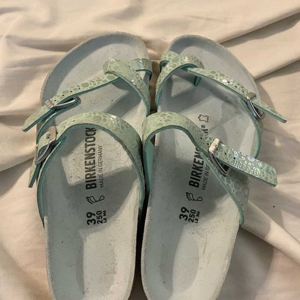 Birkenstock Mint Green Textured Sandals